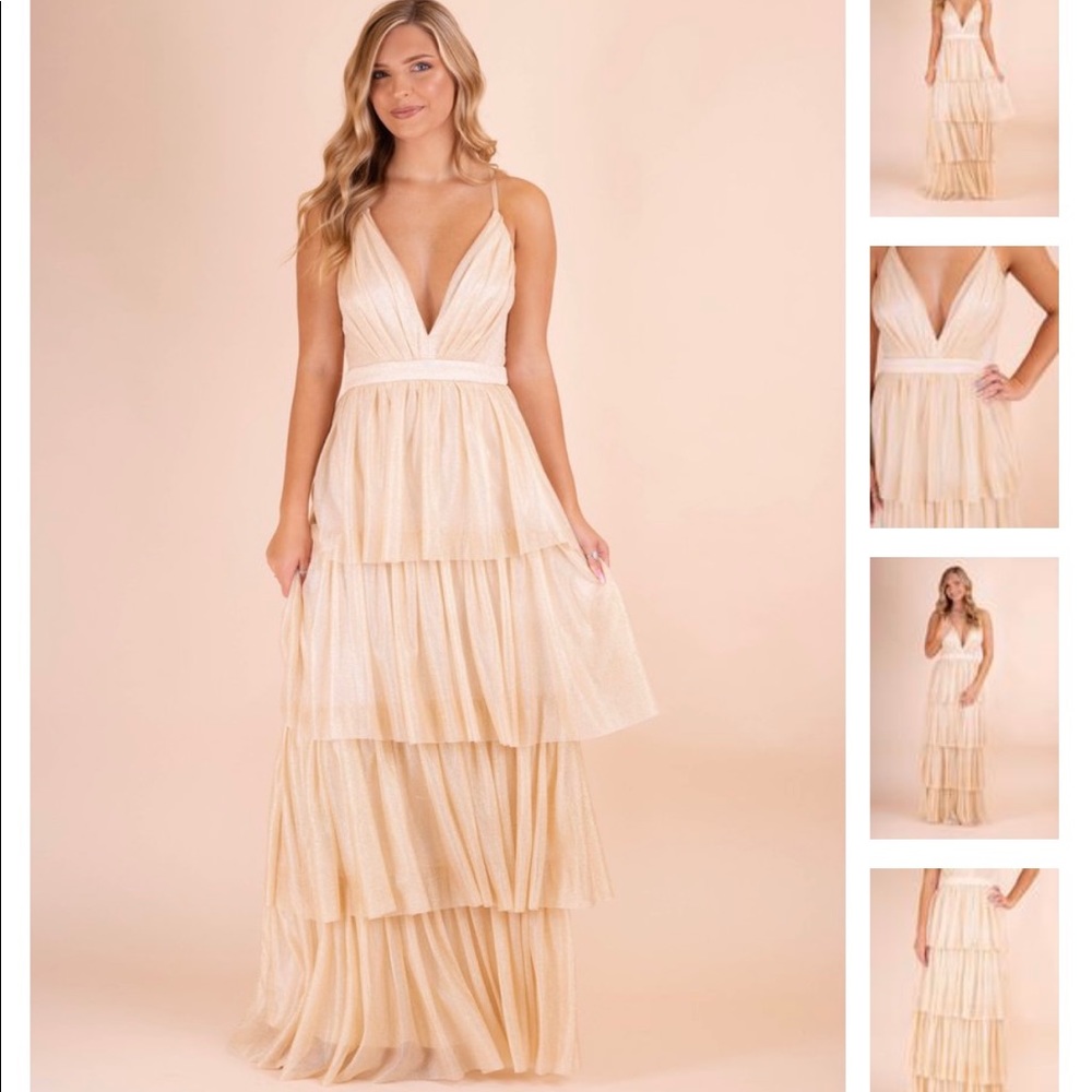 Champagne Gold Tiered Dress